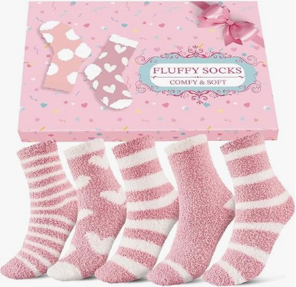 Niorasen Women's Fluffy Socks, Cosy Bed Socks with Gift Box, 5/10 Pairs